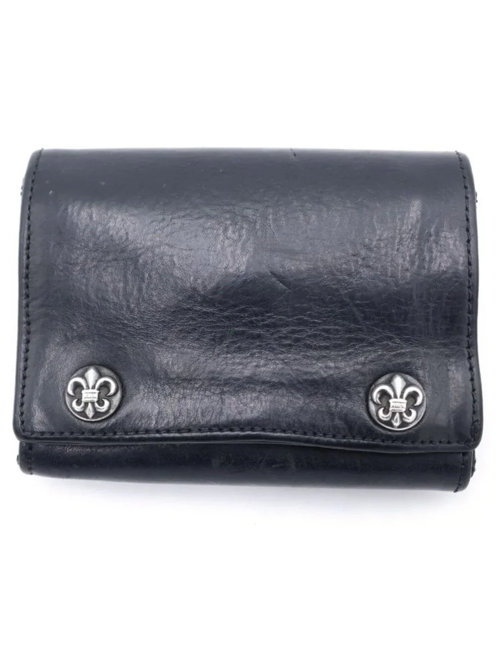 Chrome Hearts BS Flare Button Leather Wallet Black